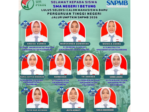 Membanggakan! Sebanyak 52 Siswa SMA Negeri 1 Betung Lolos ke