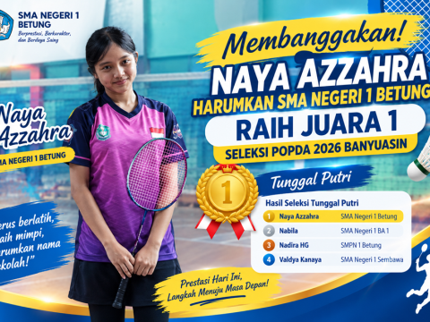 Membanggakan! Naya Azzahra Harumkan SMA Negeri 1 Betung, Rai